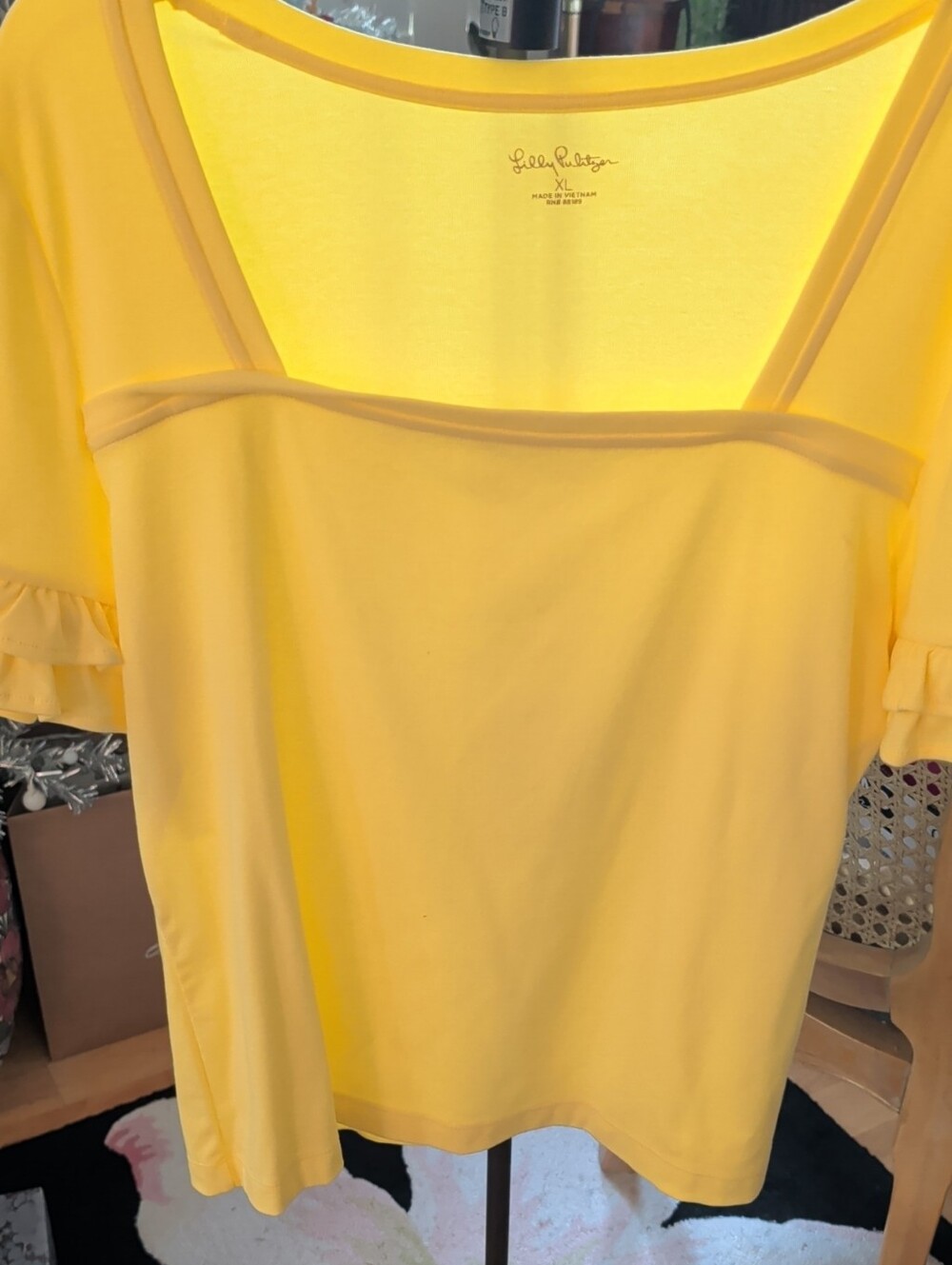 Lilly Pulitzer Yellow Square-Neck Tank Top